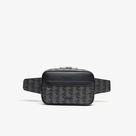 SAC BANANE THE BLEND EN TOILE MONOGRAMME NOIR/GRIS LACOSTE