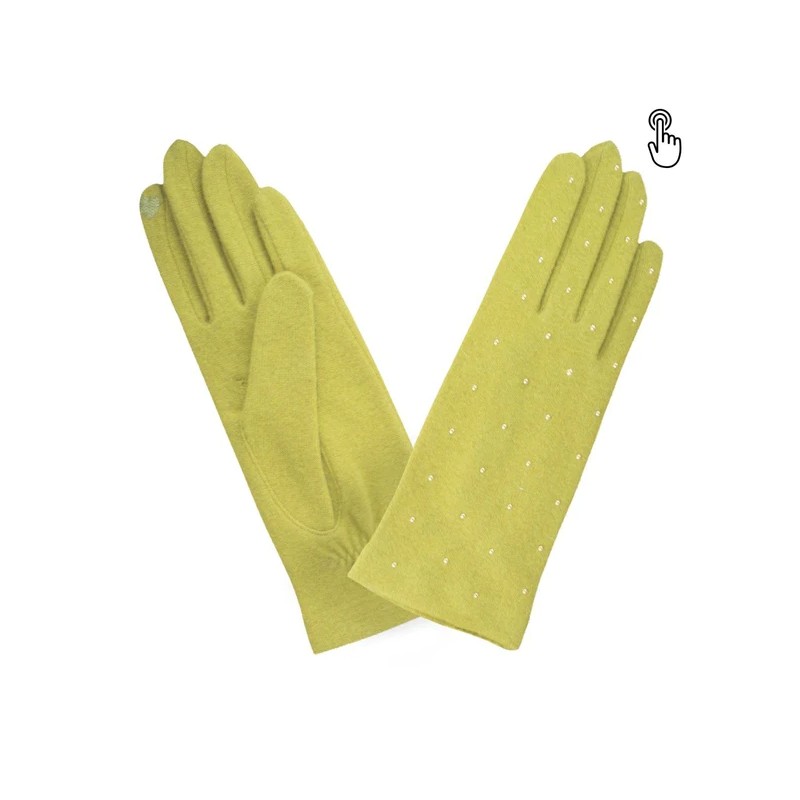 GANTS TACTILES TAILLE UNIQUE STUDS ALL OVER LIME GLOVE STORY