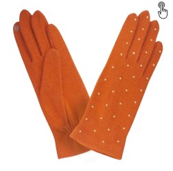 GANTS TACTILES TAILLE UNIQUE STUDS ALL OVER ORANGE GLOVE STORY