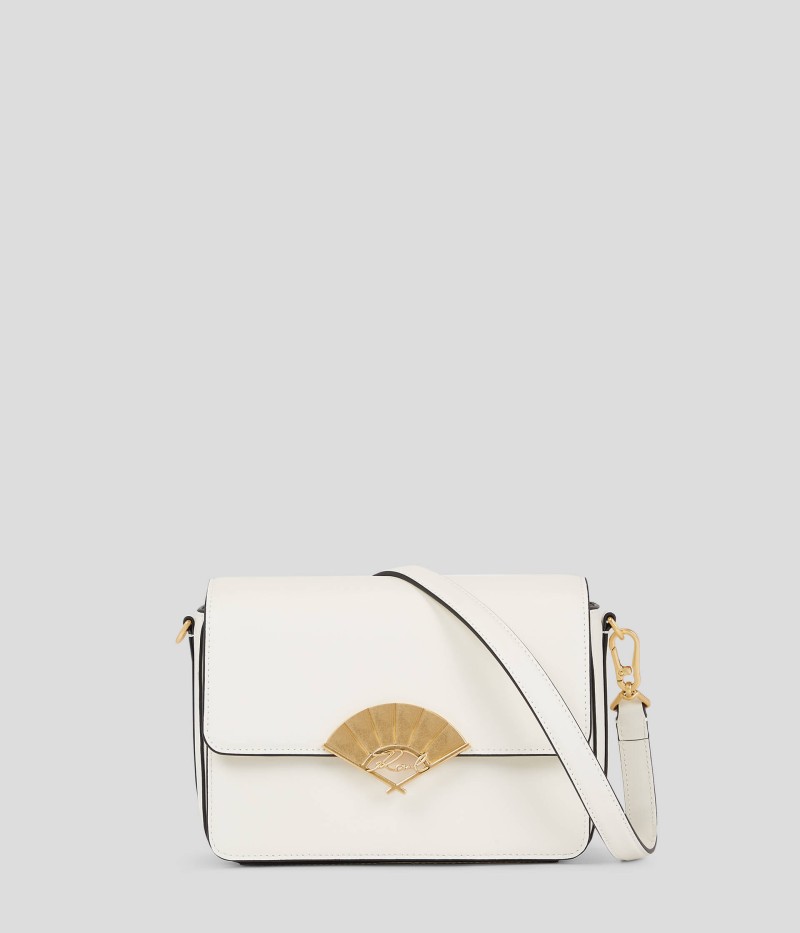 SAC BANDOULIÈRE TAILLE MOYENNE K/SIGNATURE FAN BLANC CASSÉ KL