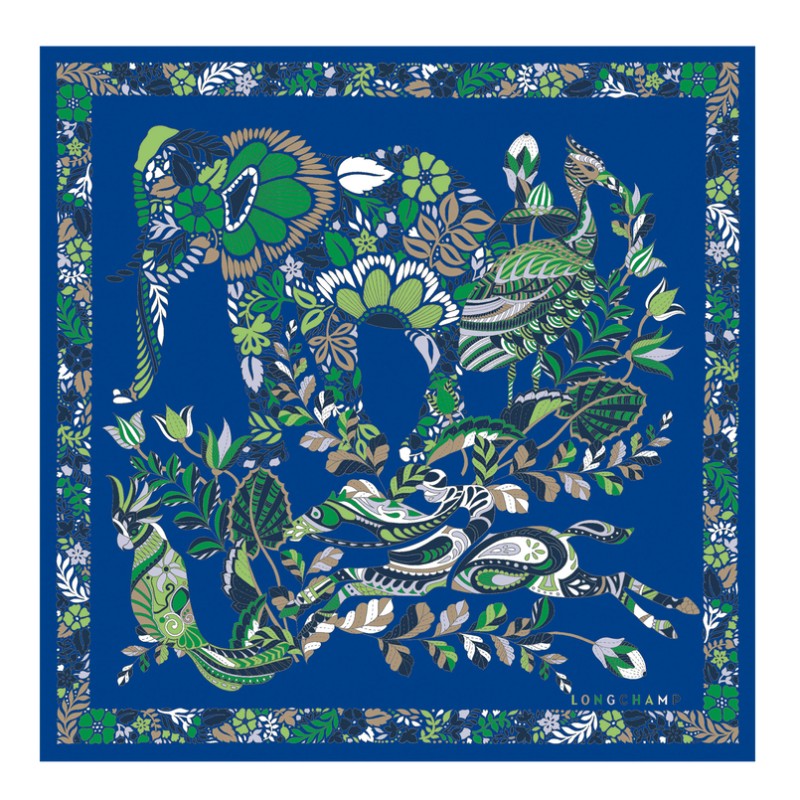 CARRÉ DE SOIE 50CM FORÊT LONGCHAMP BLEU VIF CARRÉ DE SOIE 50CM FORÊT LONGCHAMP BLEU VIF