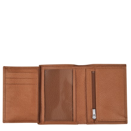 LONGCHAMP LE FOULONNÉ PORTEFEUILLE VERTICAL ZIPPÉ EUROPÉEN CARAMEL