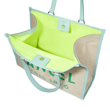 SAC CABAS SUMMER TOTE NATUREL ET MENTHE LANCEL