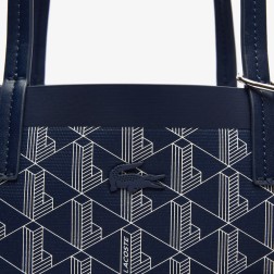 SAC CABAS ZELY AVEC POCHETTE AMOVIBLE MONO MARINE FARINE LACOSTE