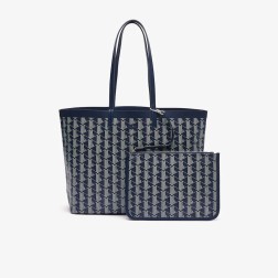 SAC CABAS ZELY AVEC POCHETTE AMOVIBLE MONO MARINE FARINE LACOSTE