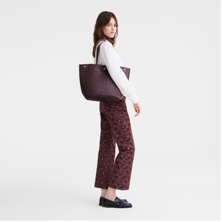 LONGCHAMP ESSENTIAL CUIR SAC CABAS L AUBERGINE