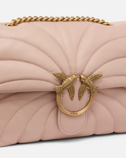 GRAND SAC PORTÉ ÉPAULE CLASSIC LOVE BAG PUFF BUTTERFLY ROSE POUDRE/DORÉ PINKO