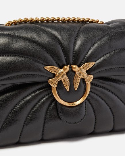 GRAND SAC PORTÉ ÉPAULE CLASSIC LOVE BAG PUFF BUTTERFLY NOIR/DORÉ PINKO