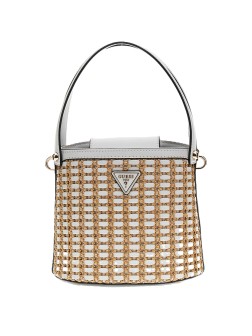 MINI SAC SEAU ATALIA RAPHIA NATUREL/BLANC GUESS