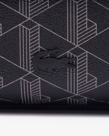 TROUSSE DE TOILETTE THE BLEND EN TOILE MONOGRAMME NOIR/GRIS LACOSTE