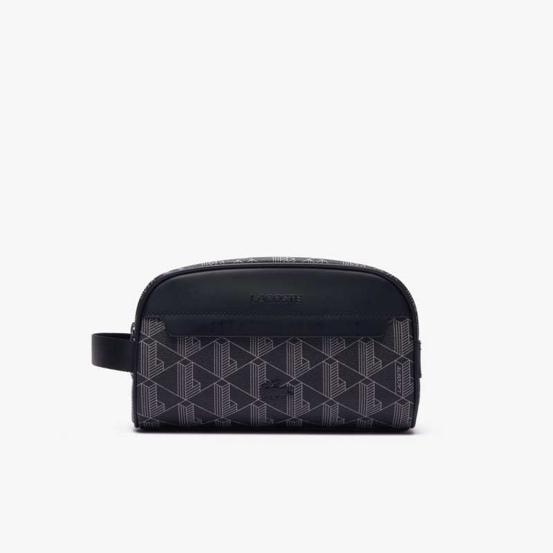 TROUSSE DE TOILETTE THE BLEND EN TOILE MONOGRAMME NOIR/GRIS LACOSTE TROUSSE DE TOILETTE THE BLEND EN TOILE MONOGRAMME NOIR/GRIS LACOSTE