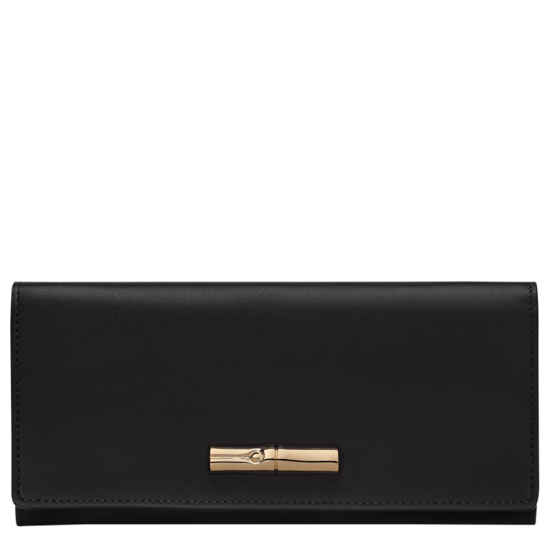 LONGCHAMP LE ROSEAU SLEEK PORTEFEUILLE LONG À RABAT NOIR LONGCHAMP LE ROSEAU SLEEK PORTEFEUILLE LONG À RABAT NOIR