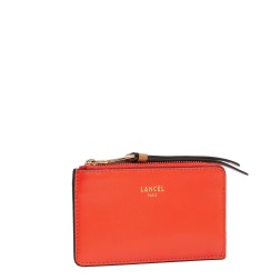 PORTE CARTES ZIPPÉ ORIGAMI DE LANCEL ORANGE VIF/CAMEL