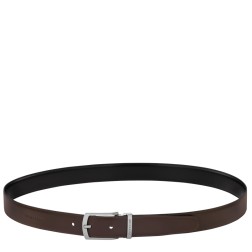 LONGCHAMP COFFRET CEINTURE RÉVERSIBLE HOMME DELTA BOX NOIR ET MOKA