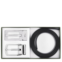 LONGCHAMP COFFRET CEINTURE RÉVERSIBLE HOMME DELTA BOX NOIR ET MOKA