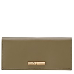 LONGCHAMP LE ROSEAU SLEEK PORTEFEUILLE LONG À RABAT OLIVE