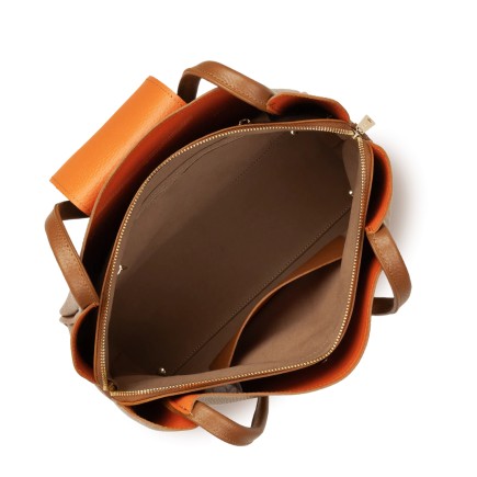 SAC CABAS ÉPAULE IDA DOUBLE CAMEL IN ORANGE LANCASTER