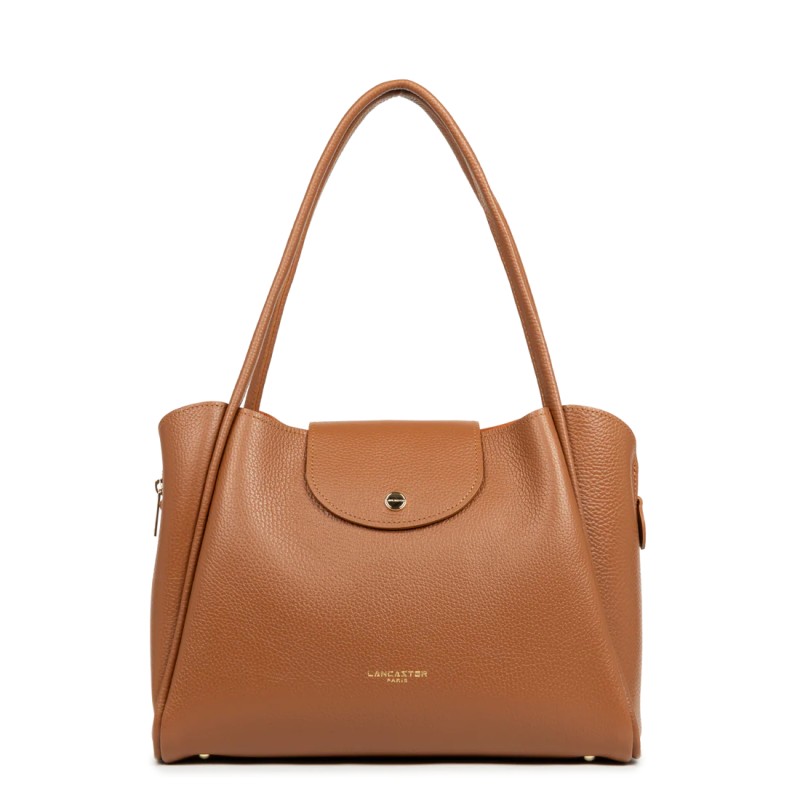 SAC CABAS ÉPAULE IDA DOUBLE CAMEL IN ORANGE LANCASTER