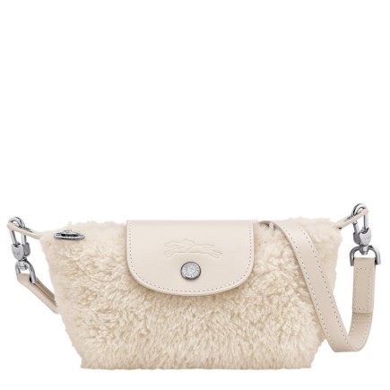LONGCHAMP LE PLIAGE SHEARLING POCHETTE XS ÉCRU