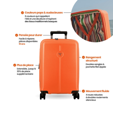 VALISE VERTICALE A ROULETTES CABINE HENDAYE 55 cm MARINE JUMP