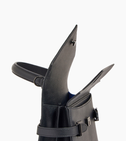 SAC À MAIN DOUBLE RABAT ÉMILIE NOIR LE TANNEUR